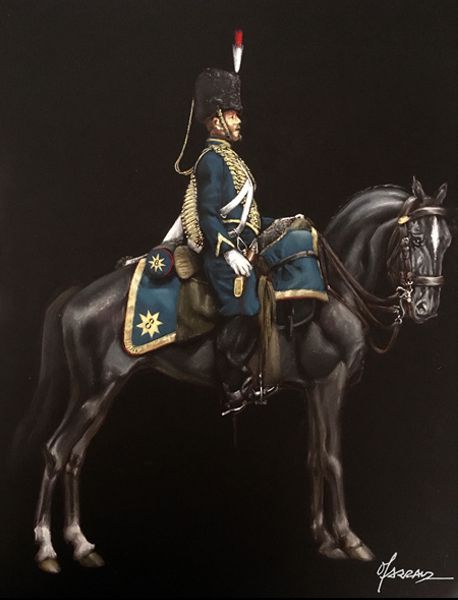 Hussards (8ème), second Empire - craie sur papier - 50 x 65 cm